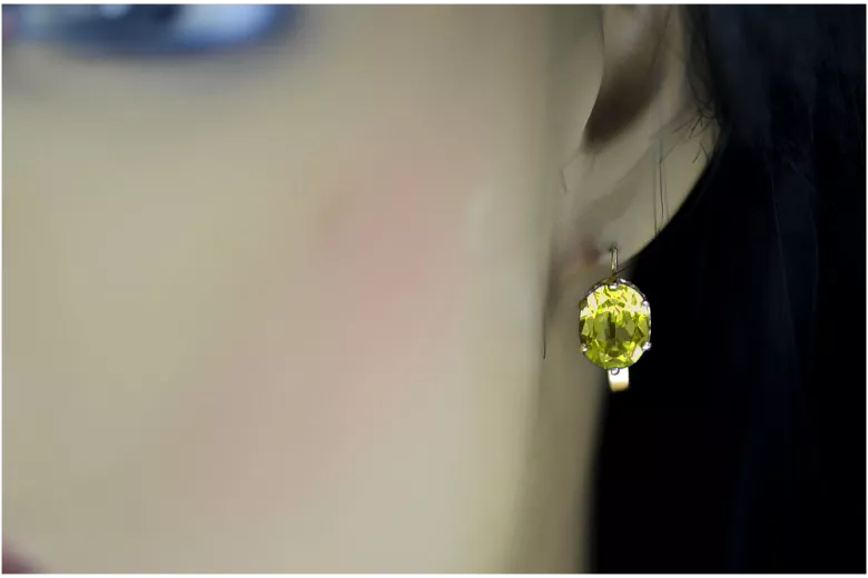 8K žlté zlato 333 Yellow Peridot náušnice vec003x-yp Russian Soviet USSR Vintage Jewlery Art Deco style